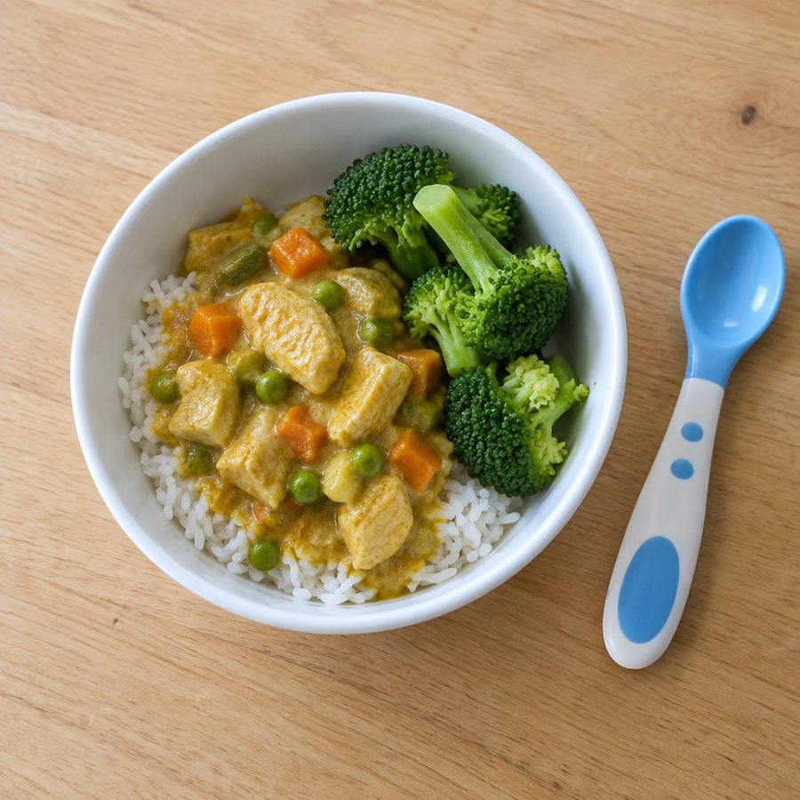 Mild chicken & veggie curry with rice